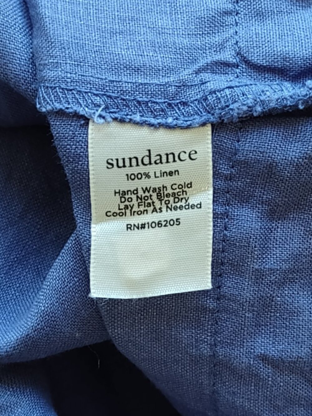 Sundance Viv 100% Linen Shift Dress Blue Sz Small Cap Sleeve Midi Boho - Picture 9 of 9